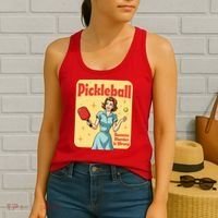 Retro Pickleball Funny Because Murder Is Wrong Women's Tank Top thumb 2