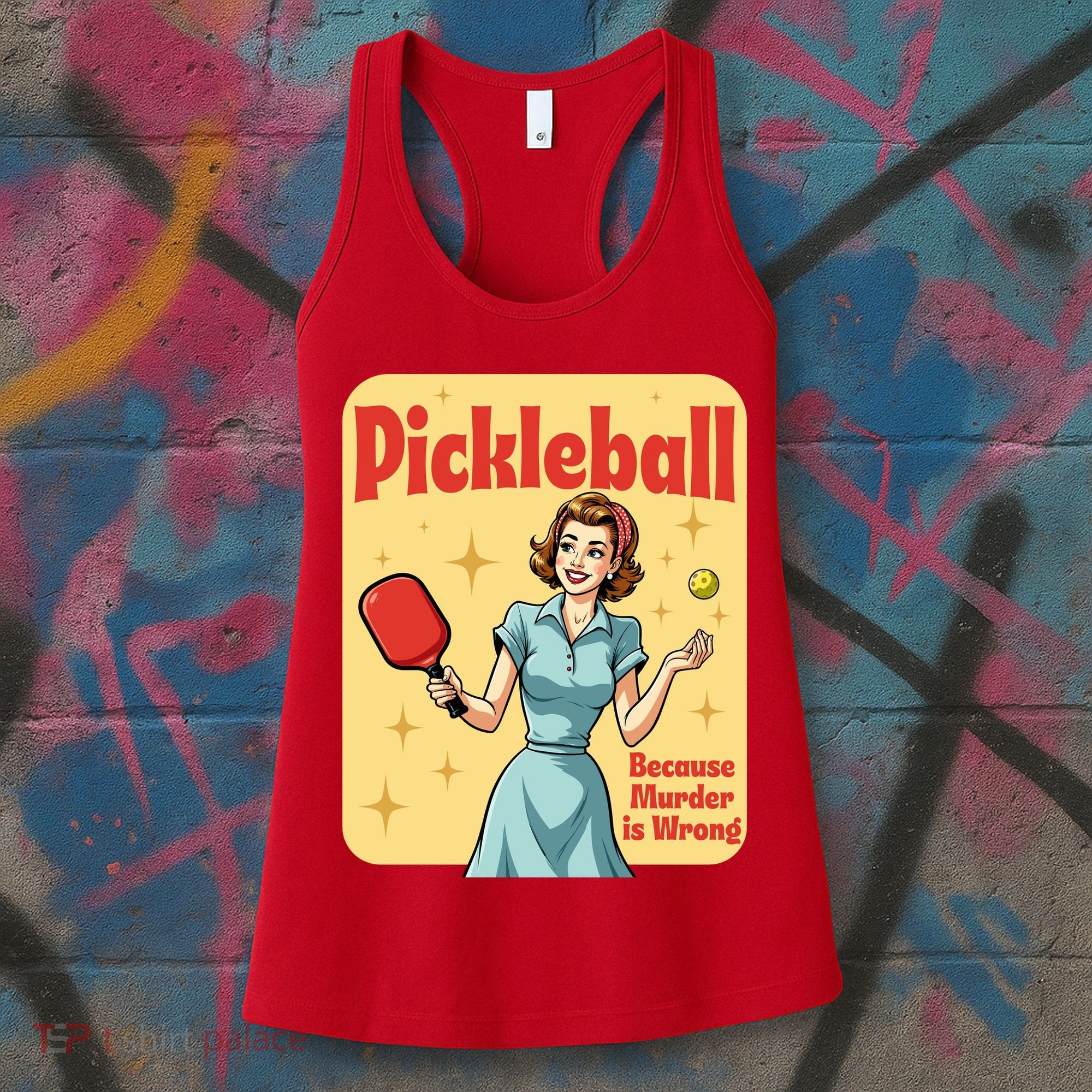 Retro Pickleball Funny Because Murder Is Wrong Women's Tank Top