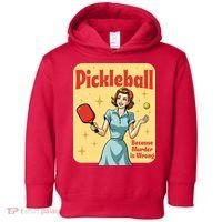 Retro Pickleball Funny Because Murder Is Wrong Toddler Hoodie thumb 0