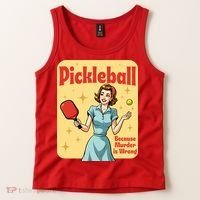 Retro Pickleball Funny Because Murder Is Wrong Tank Top thumb 2