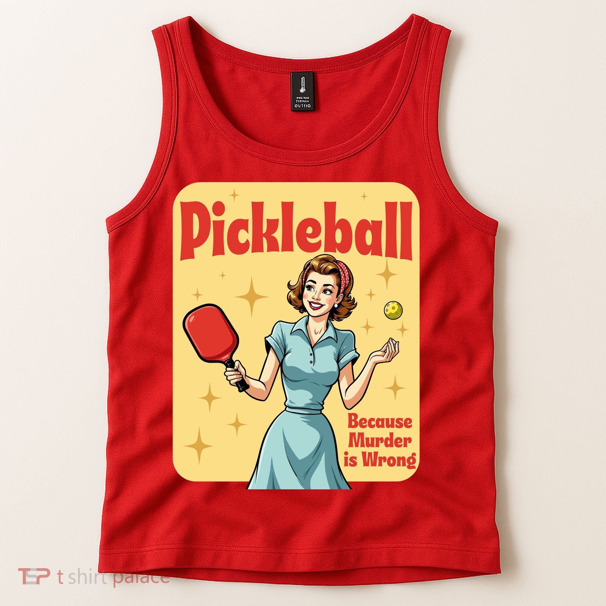 Retro Pickleball Funny Because Murder Is Wrong Tank Top