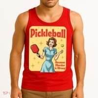 Retro Pickleball Funny Because Murder Is Wrong Tank Top thumb 3