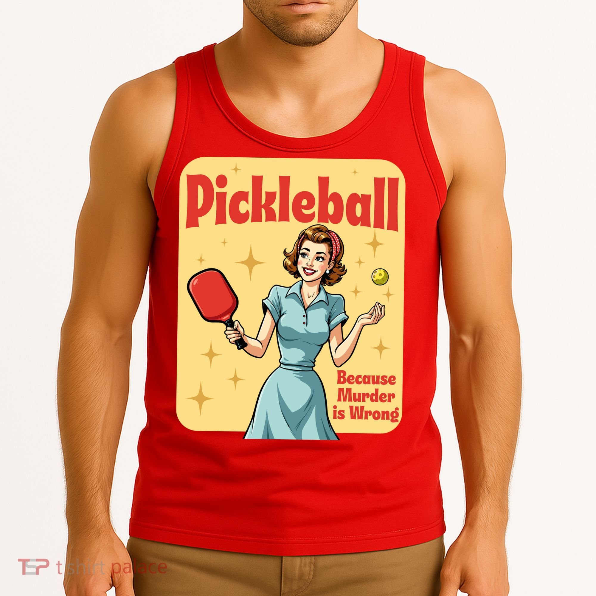 Retro Pickleball Funny Because Murder Is Wrong Tank Top