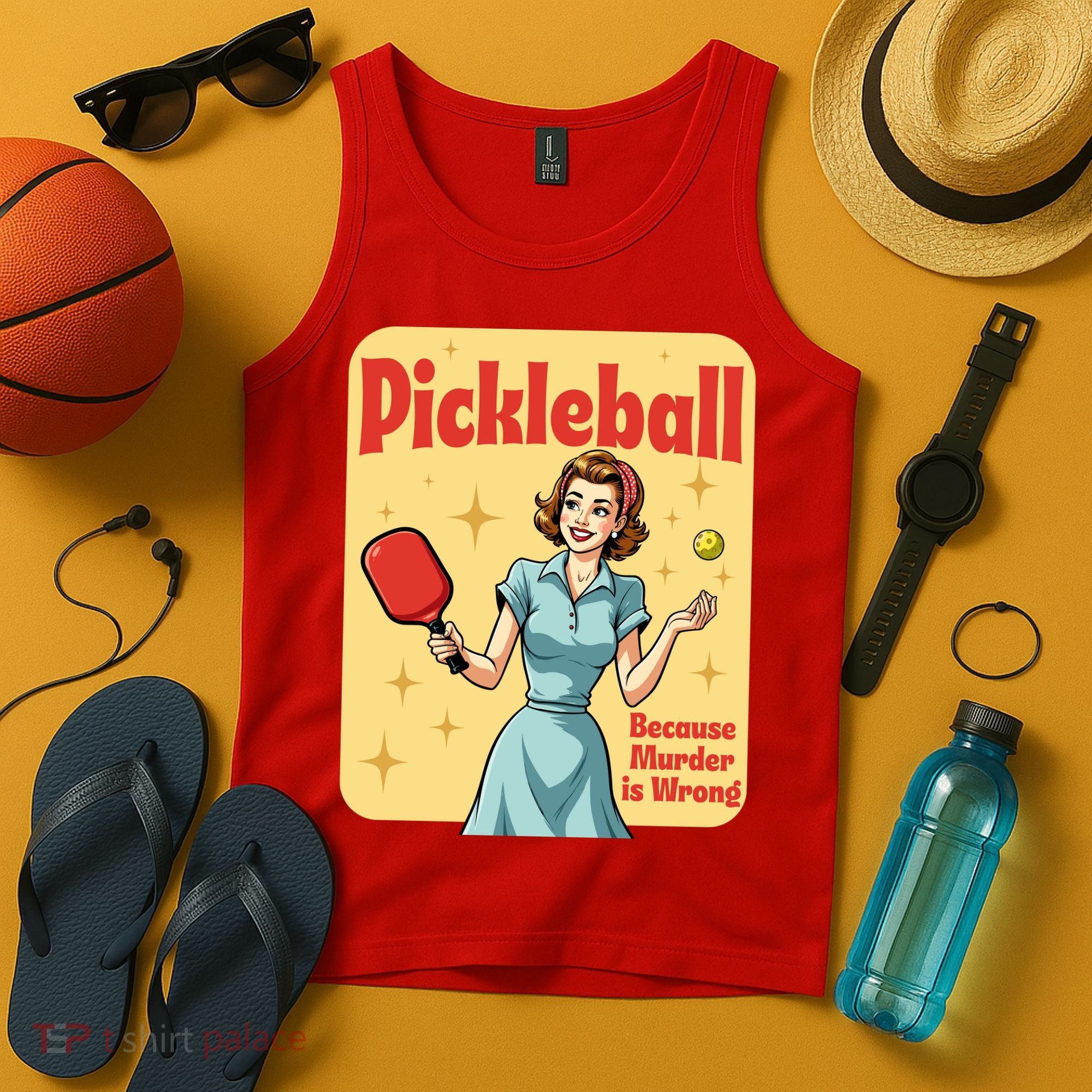 Retro Pickleball Funny Because Murder Is Wrong Tank Top