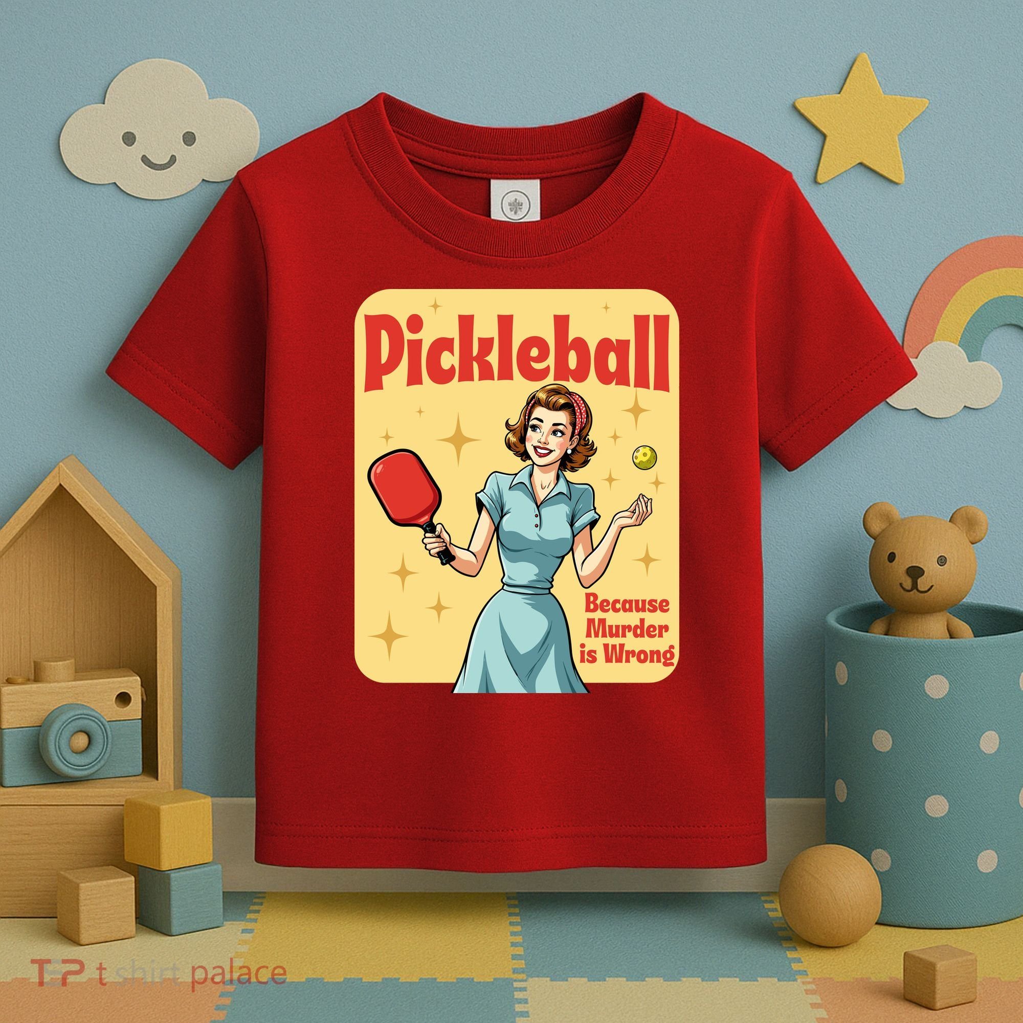 Retro Pickleball Funny Because Murder Is Wrong Toddler T-Shirt