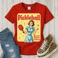 Retro Pickleball Funny Because Murder Is Wrong Women's T-Shirt thumb 3