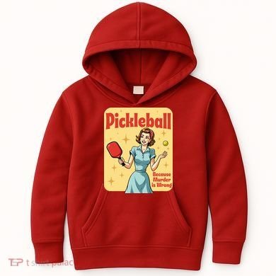 Retro Pickleball Funny Because Murder Is Wrong Kids Hoodie