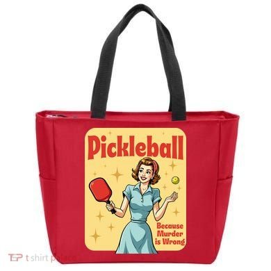 Retro Pickleball Funny Because Murder Is Wrong Tote Bag