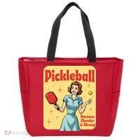 Retro Pickleball Funny Because Murder Is Wrong Tote Bag thumb 0