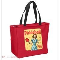 Retro Pickleball Funny Because Murder Is Wrong Tote Bag thumb 2