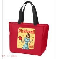 Retro Pickleball Funny Because Murder Is Wrong Tote Bag thumb 3
