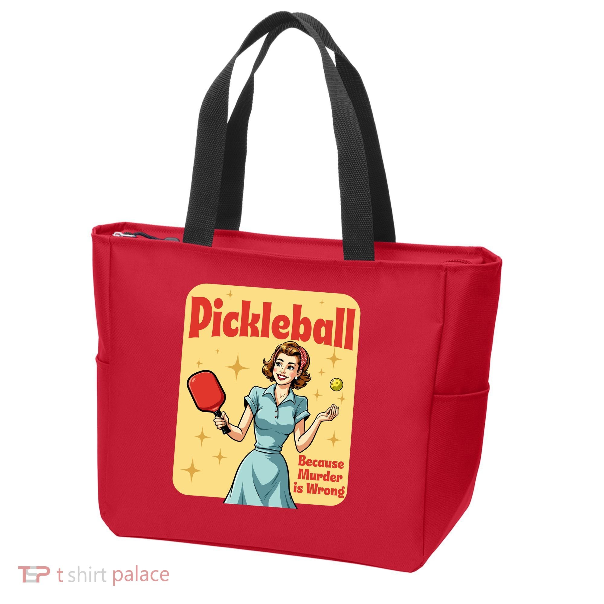 Retro Pickleball Funny Because Murder Is Wrong Tote Bag