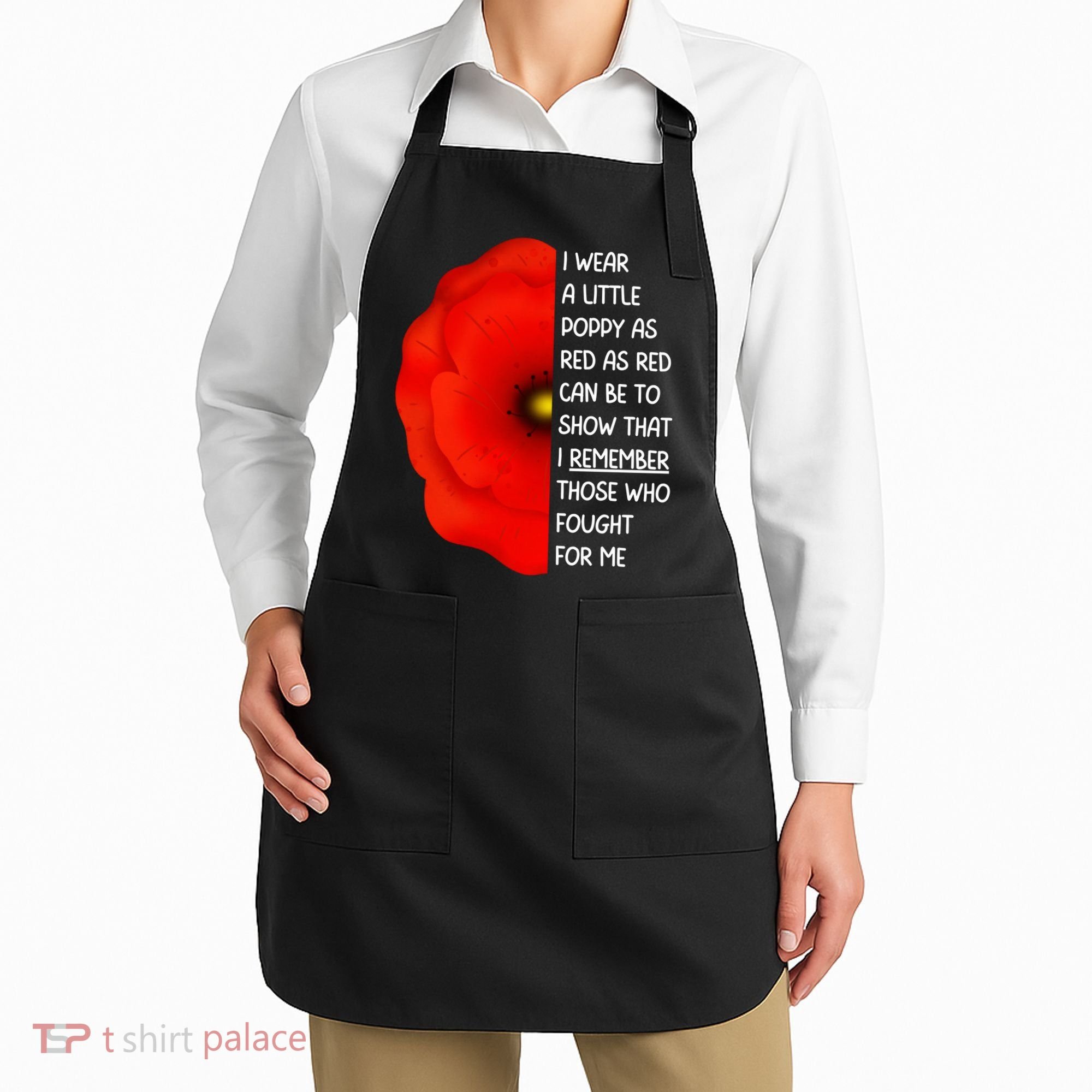 Red Poppy Flower Veterans Day USA Memorial Lest We Forget Apron