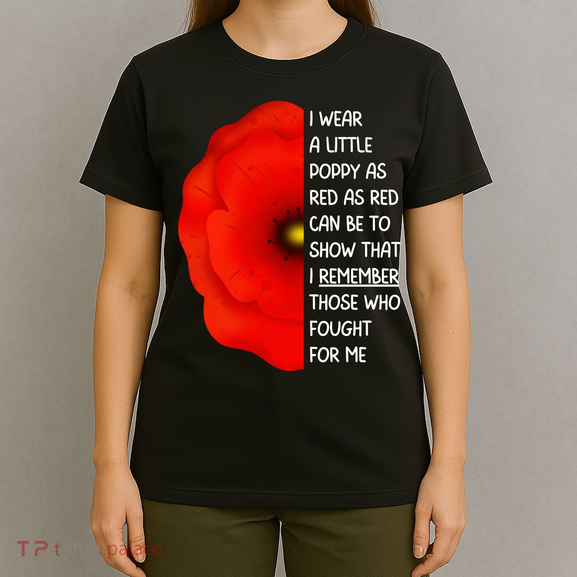 Red Poppy Flower Veterans Day USA Memorial Lest We Forget T-Shirt