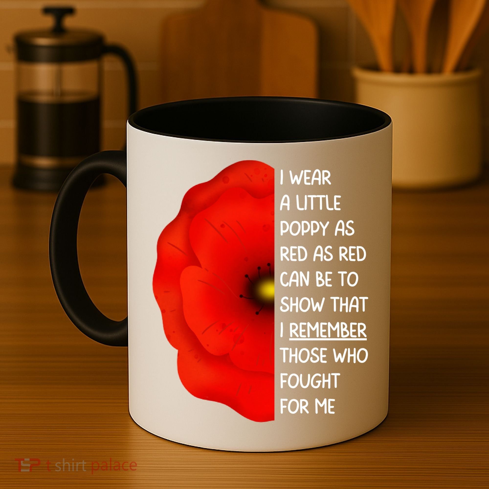 Red Poppy Flower Veterans Day USA Memorial Lest We Forget Coffee Mug
