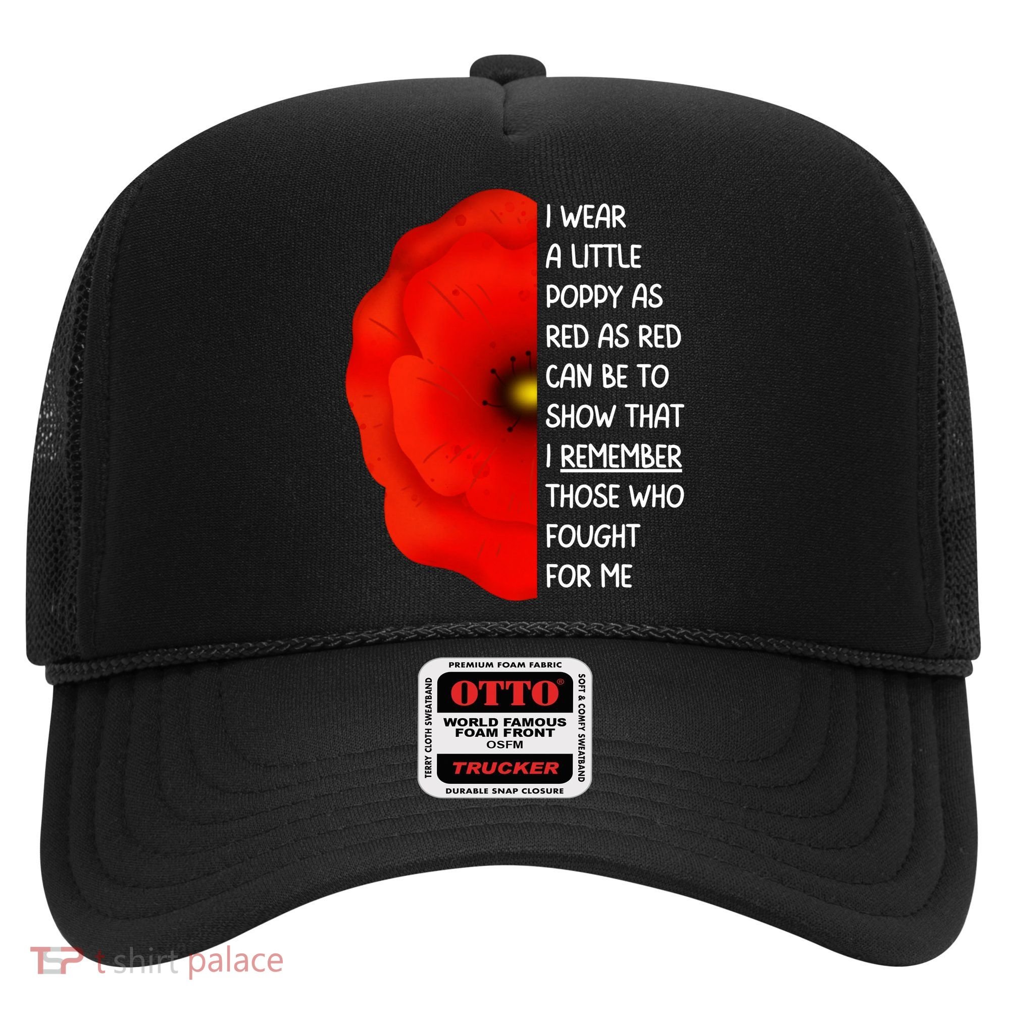 Red Poppy Flower Veterans Day USA Memorial Lest We Forget Hat