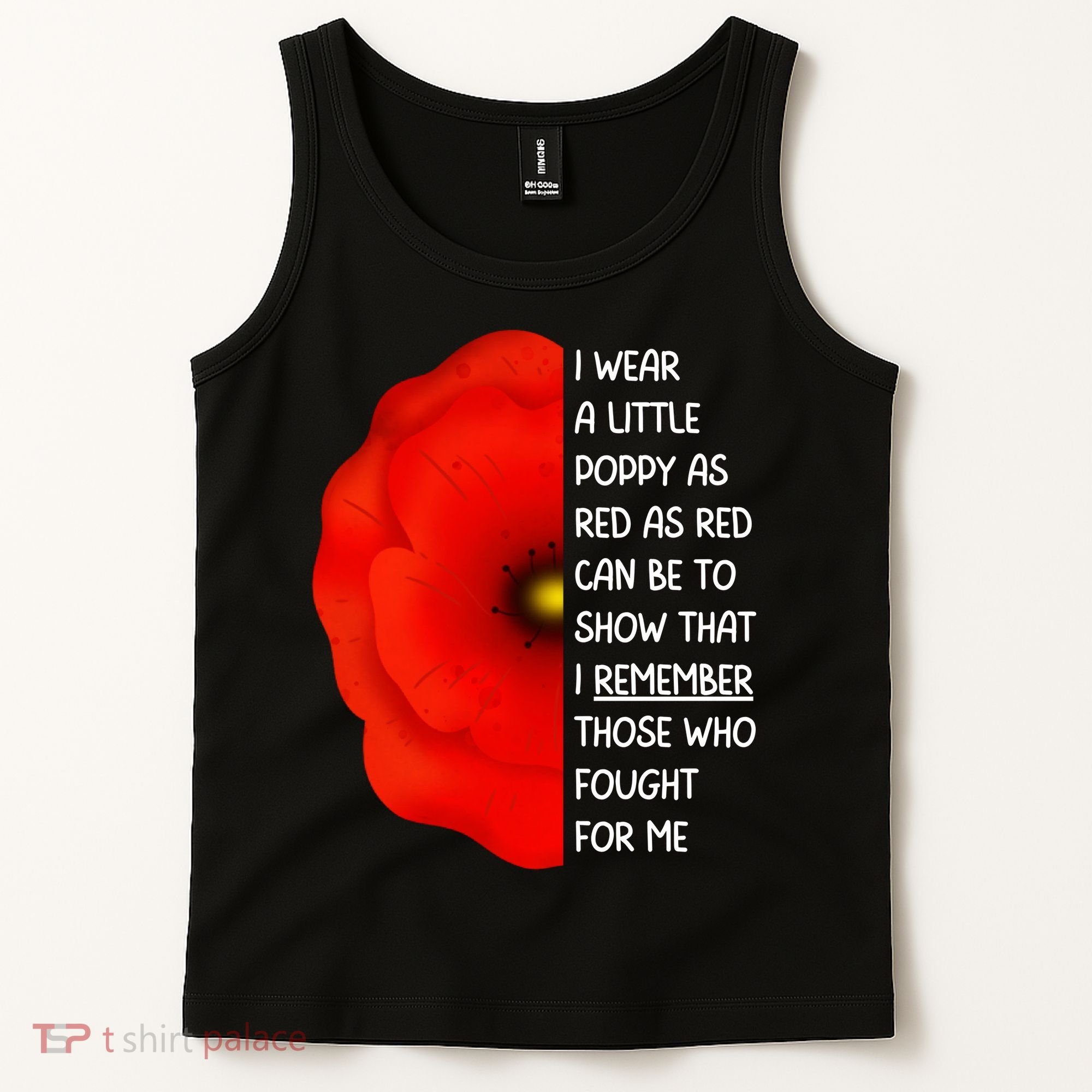 Red Poppy Flower Veterans Day USA Memorial Lest We Forget Tank Top