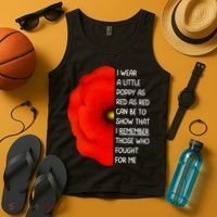 Red Poppy Flower Veterans Day USA Memorial Lest We Forget Tank Top thumb 4