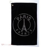 Retro Paris France Eiffel Tower Love Golf Towel thumb 0