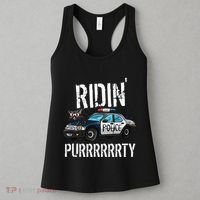 Ridin Purrrty Funny Police Cat On Cop Car Cat Lover Women's Tank Top thumb 3
