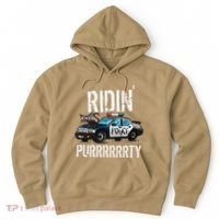 Ridin Purrrty Funny Police Cat On Cop Car Cat Lover Hoodie thumb 0