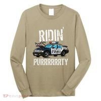 Ridin Purrrty Funny Police Cat On Cop Car Cat Lover Long Sleeve Shirt thumb 0
