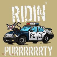 Ridin Purrrty Funny Police Cat On Cop Car Cat Lover Polo thumb 2