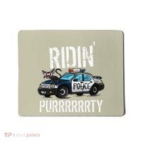 Ridin Purrrty Funny Police Cat On Cop Car Cat Lover Mousepad thumb 0
