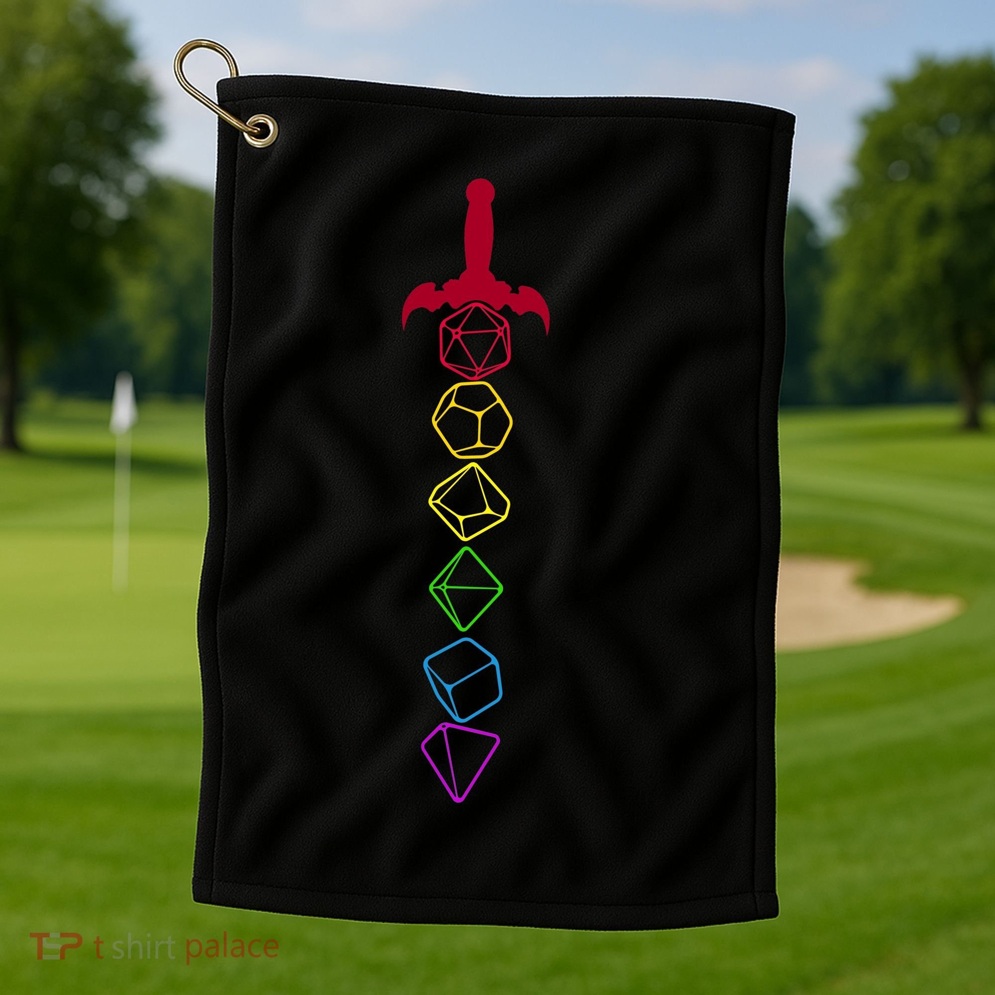 RPG Table Top Dice Sword Golf Towel