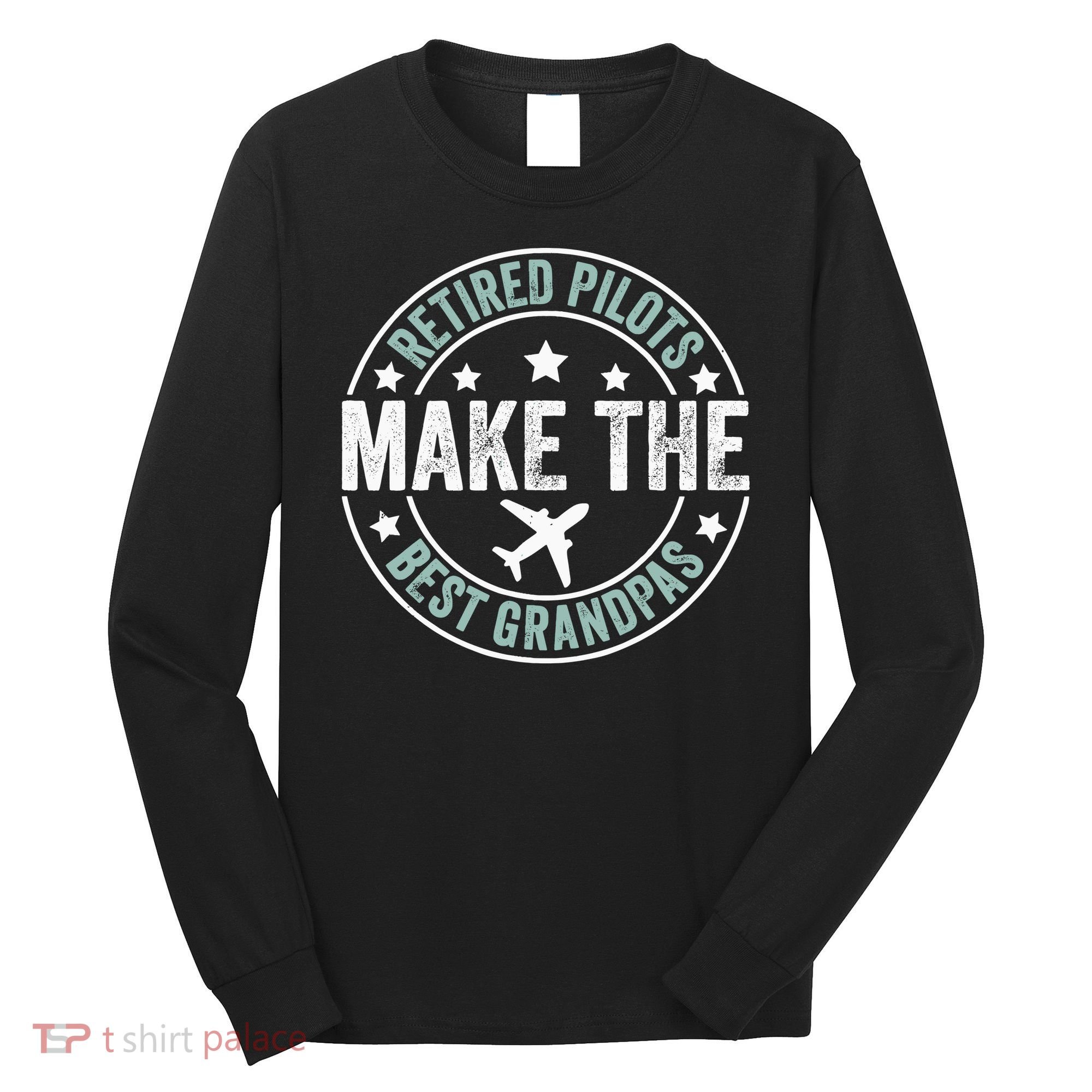Retired Pilot Grandpa Copilot Airplane Captain Retirement Long Sleeve Shirt