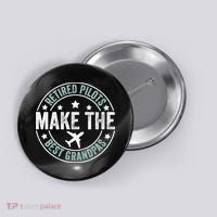 Retired Pilot Grandpa Copilot Airplane Captain Retirement Button thumb 0