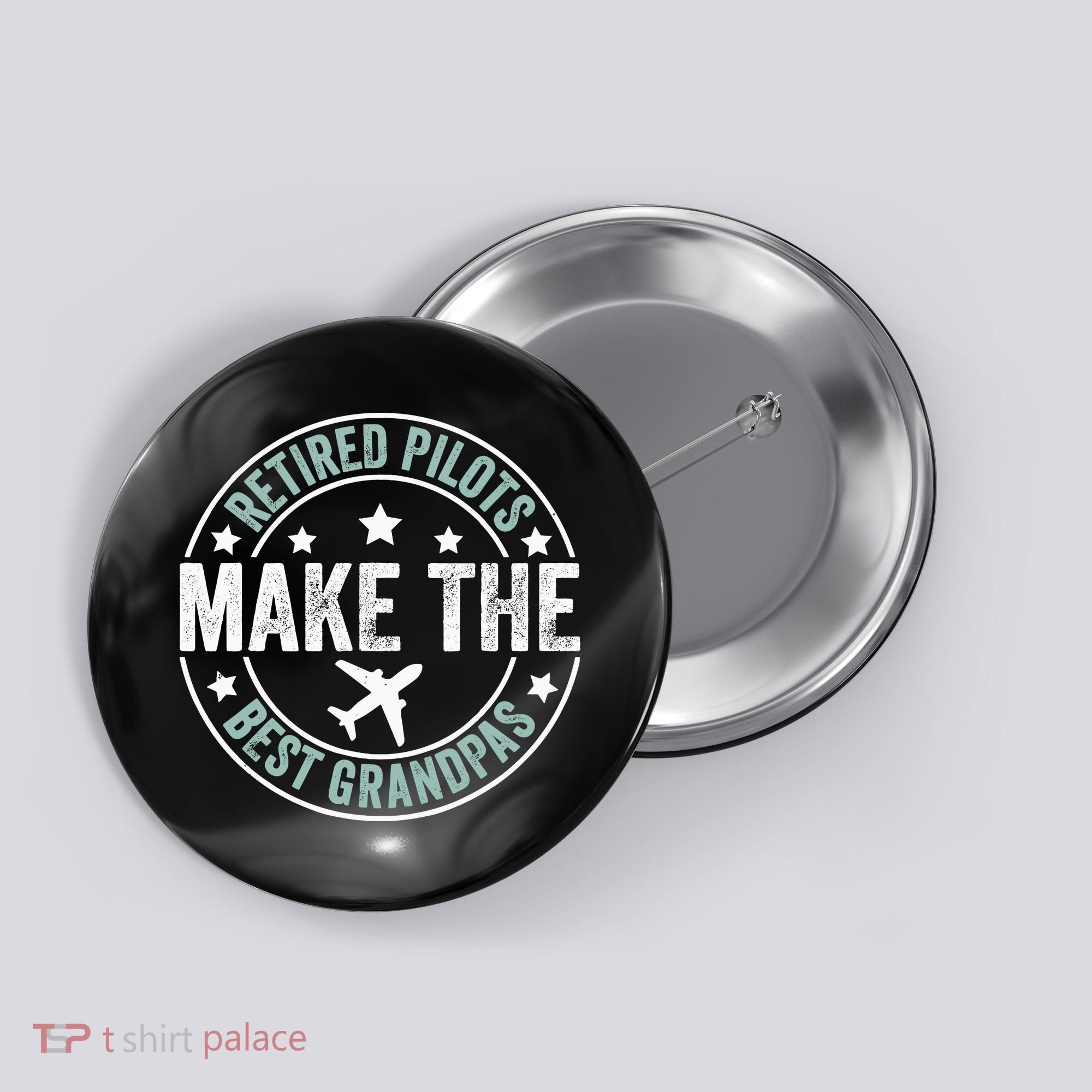 Retired Pilot Grandpa Copilot Airplane Captain Retirement Button