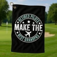 Retired Pilot Grandpa Copilot Airplane Captain Retirement Golf Towel thumb 1