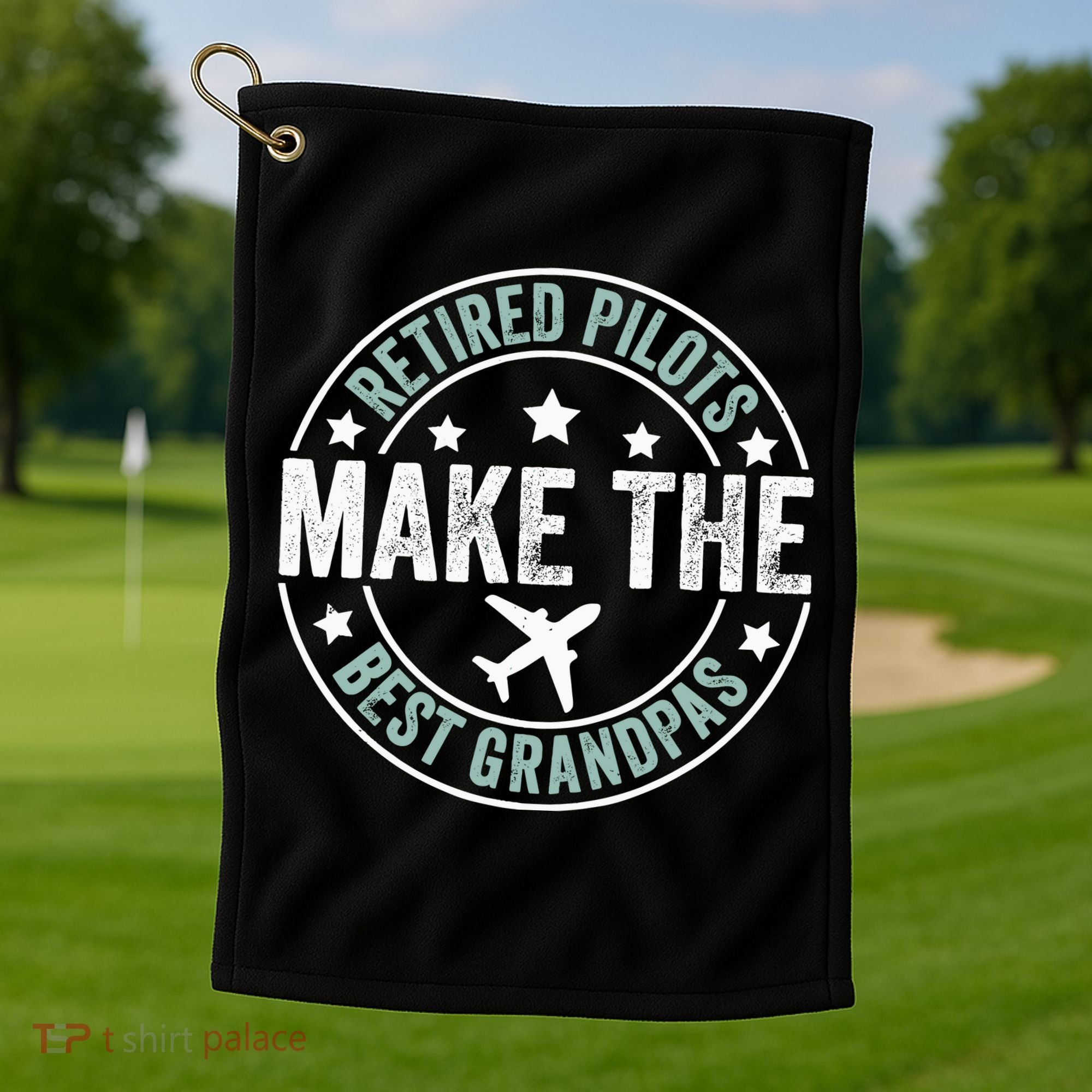 Retired Pilot Grandpa Copilot Airplane Captain Retirement Golf Towel