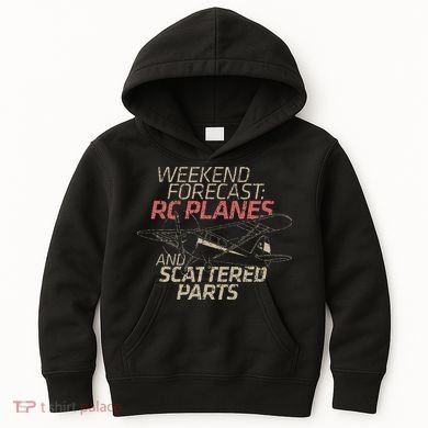 RC Plane Gift Weekend Forecast RC Pilot Model Airplane Lover Kids Hoodie