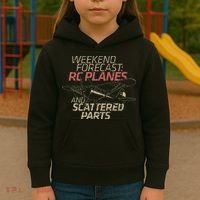 RC Plane Gift Weekend Forecast RC Pilot Model Airplane Lover Kids Hoodie thumb 3