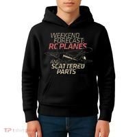 RC Plane Gift Weekend Forecast RC Pilot Model Airplane Lover Kids Hoodie thumb 4