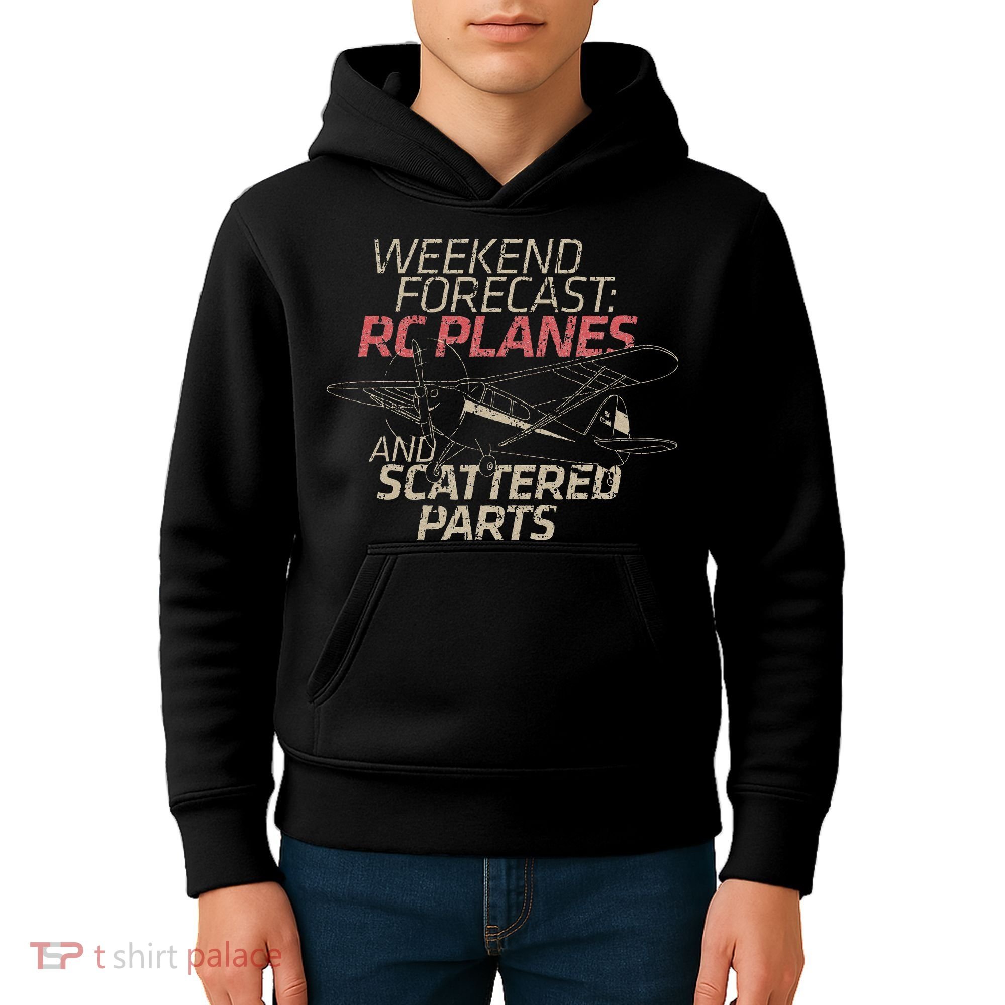 RC Plane Gift Weekend Forecast RC Pilot Model Airplane Lover Kids Hoodie