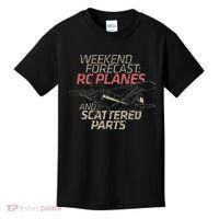 RC Plane Gift Weekend Forecast RC Pilot Model Airplane Lover Kids T-Shirt thumb 0
