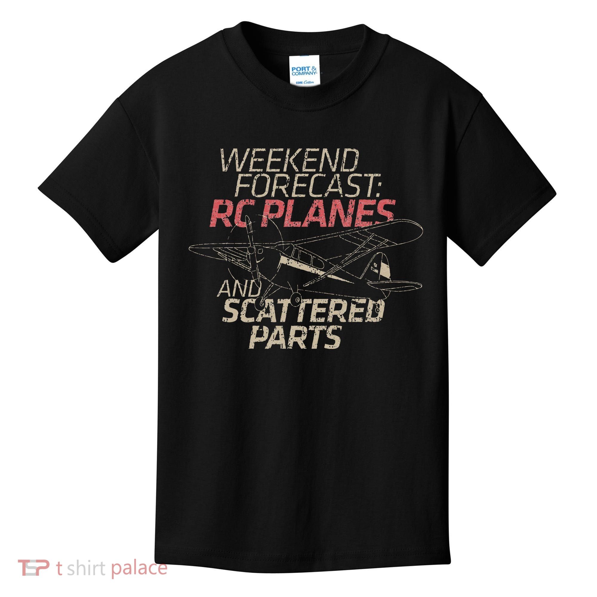 RC Plane Gift Weekend Forecast RC Pilot Model Airplane Lover Kids T-Shirt