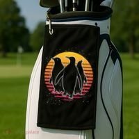 Retro Penguin Gift Golf Towel thumb 2