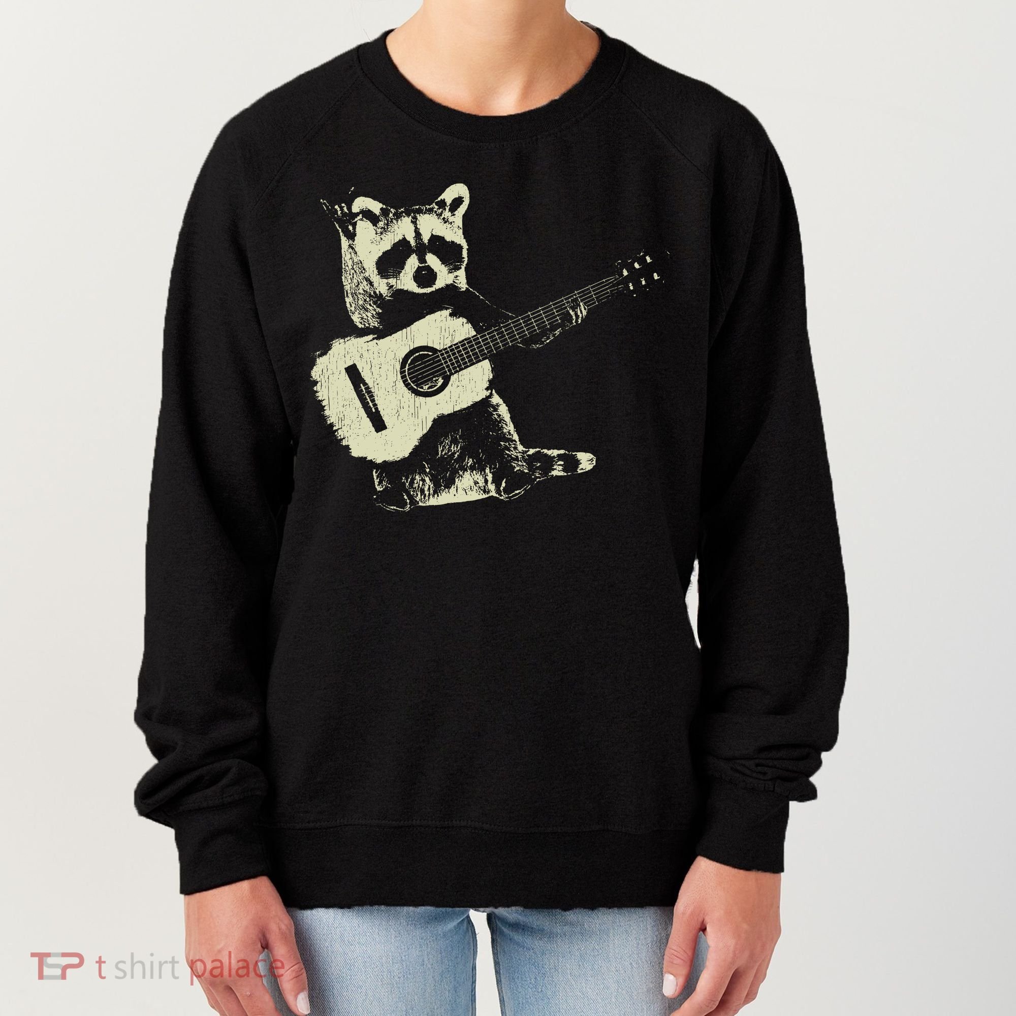 Raccoon Playing Guitar Music Women's Sweatshirt
