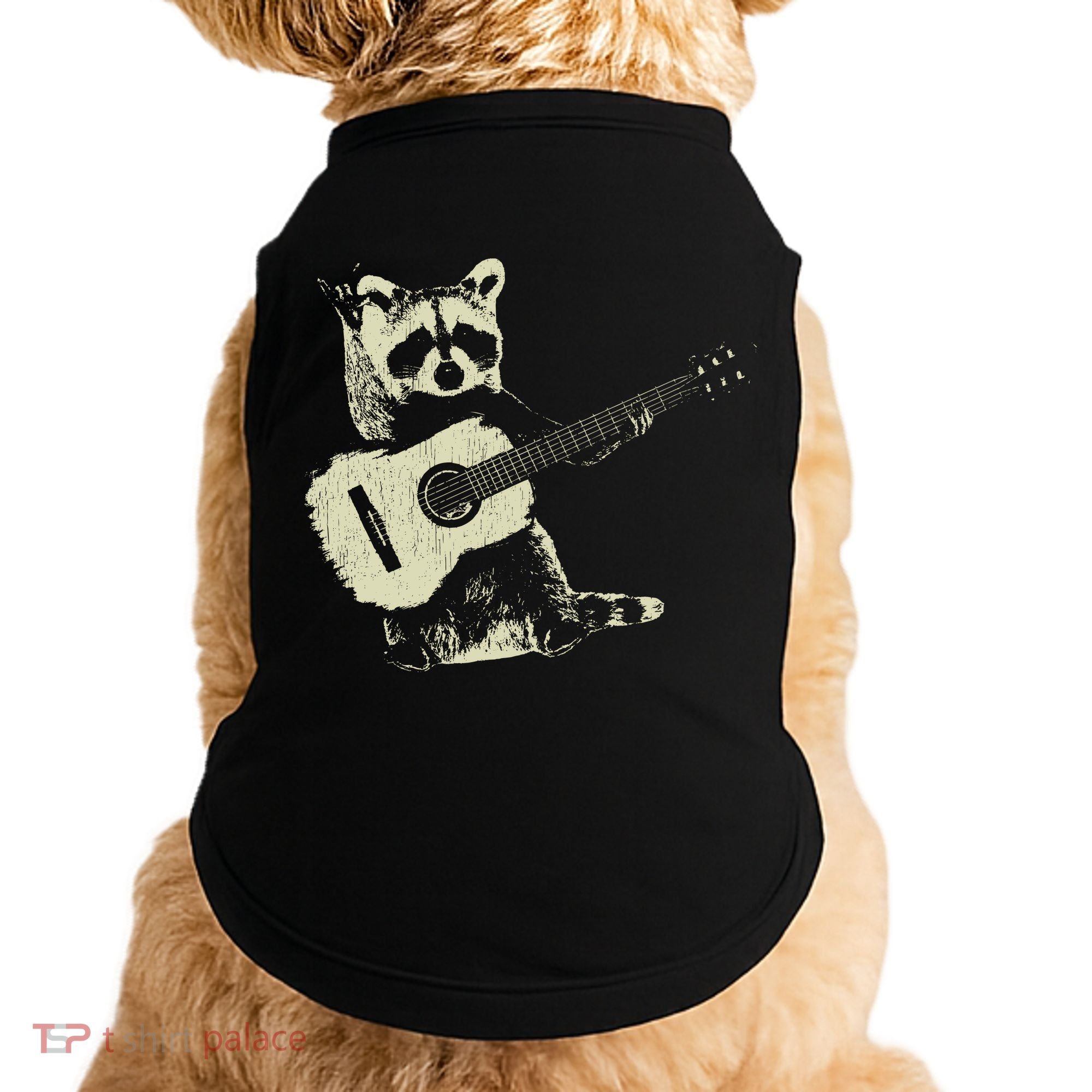 Raccoon Playing Guitar Music Doggie Tank