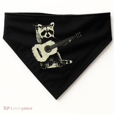 Raccoon Playing Guitar Music USA-Made Doggie Bandana