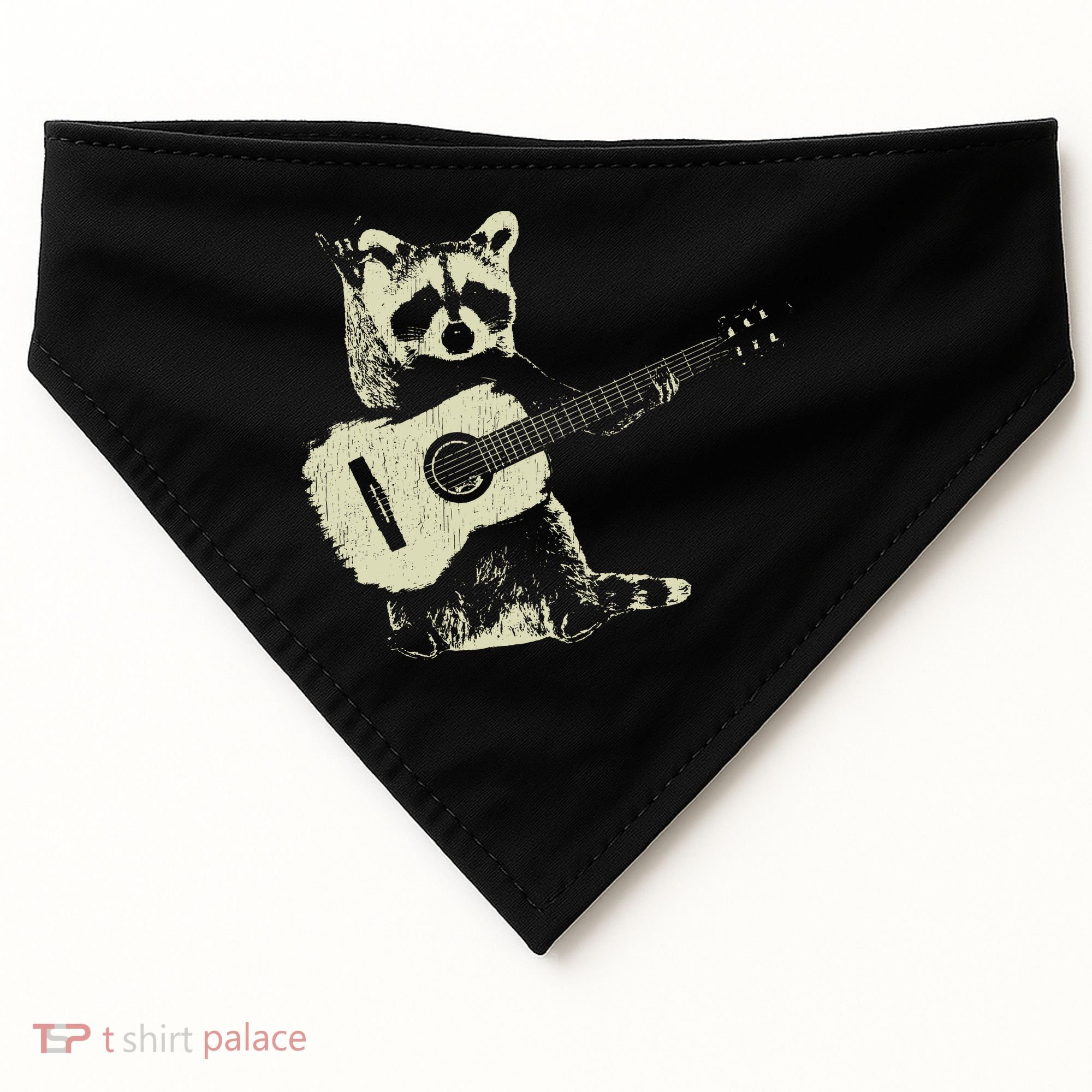 Raccoon Playing Guitar Music USA-Made Doggie Bandana
