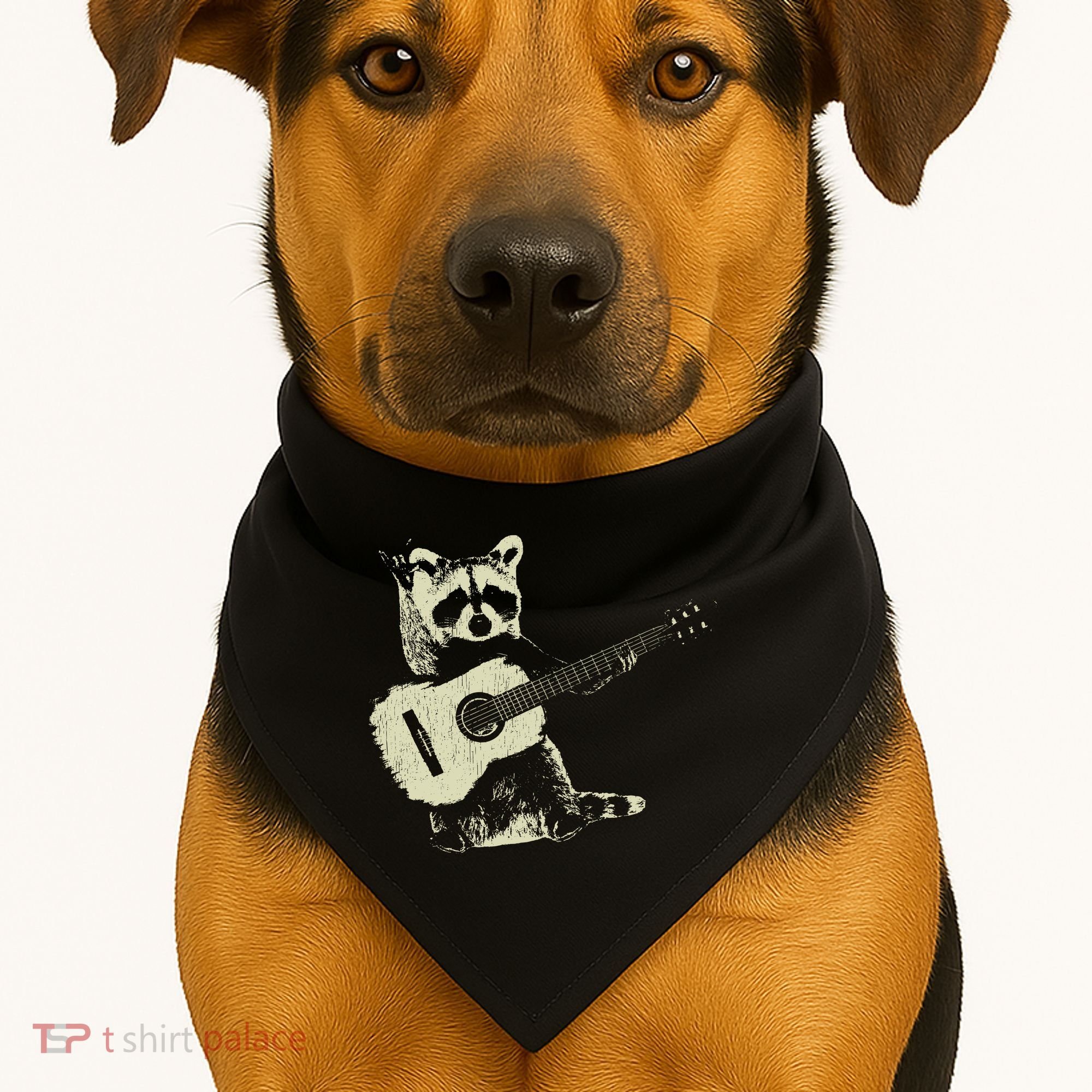 Raccoon Playing Guitar Music USA-Made Doggie Bandana