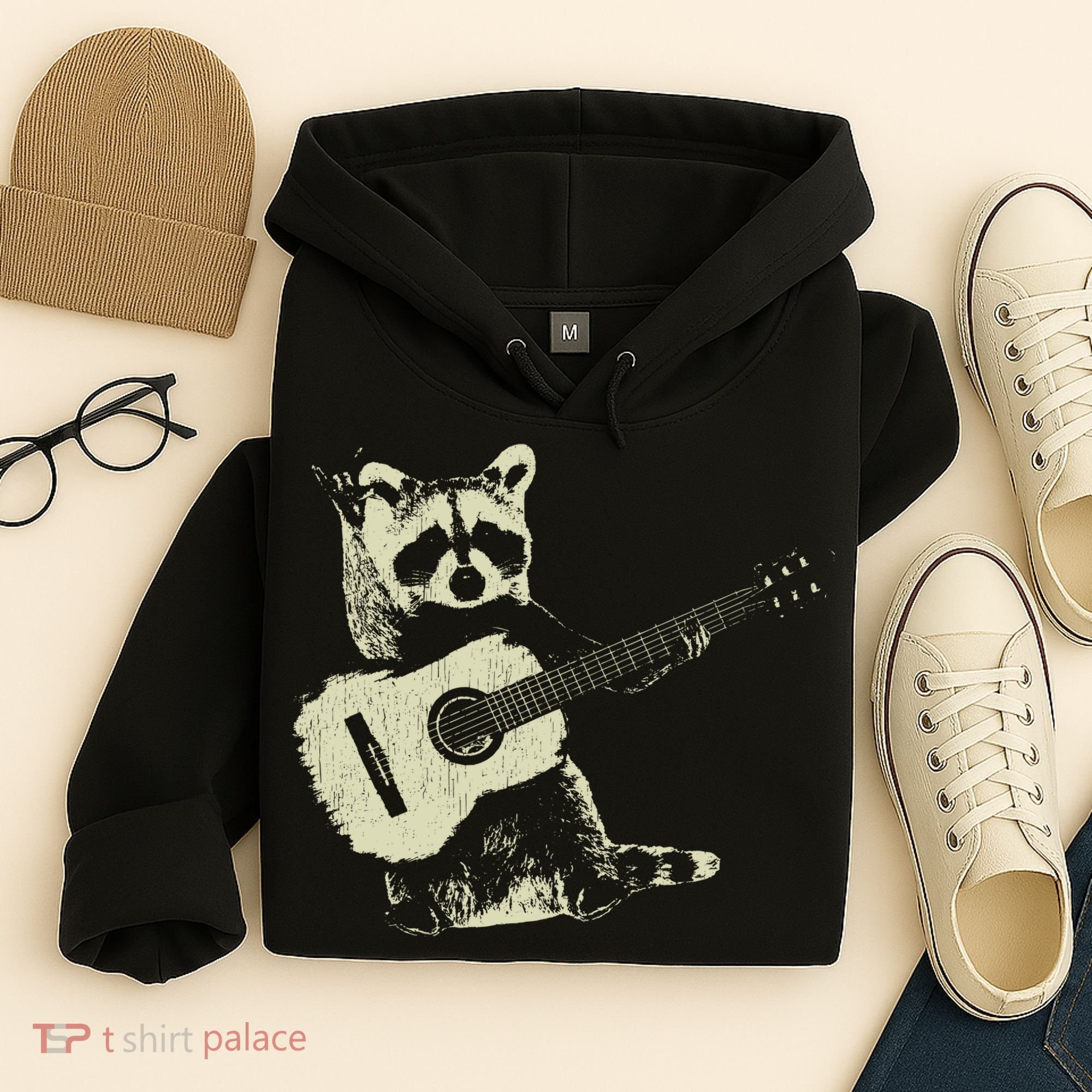Raccoon Playing Guitar Music Hoodie