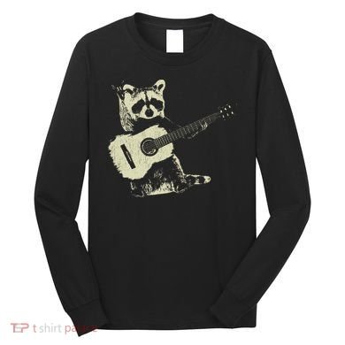 Raccoon Playing Guitar Music Long Sleeve Shirt