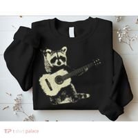 Raccoon Playing Guitar Music Sweatshirt thumb 2