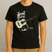 Raccoon Playing Guitar Music T-Shirt thumb 3